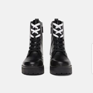 Zara Leather Platform Ankle Boots